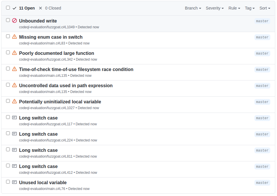 CodeQl source code analysis results code quality
